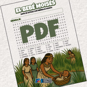 Sopa de letras Bíblica con mensaje oculto – El bebé Moisés [PDF]
