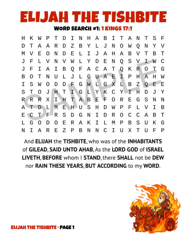 Elijah the Tishbite Word Search Puzzles – 89 Large-Print Scripture Puzzles (KJV) [PDF]