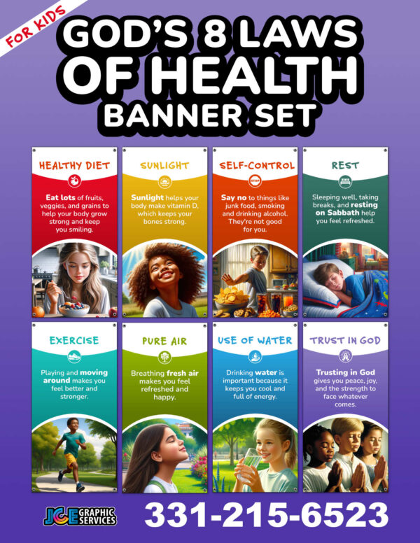 God’s 8 Laws of Health Banners for Kids