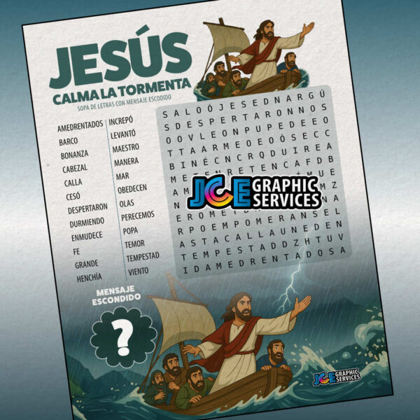 Jesús calma la tormenta: Sopa de letras [PDF]
