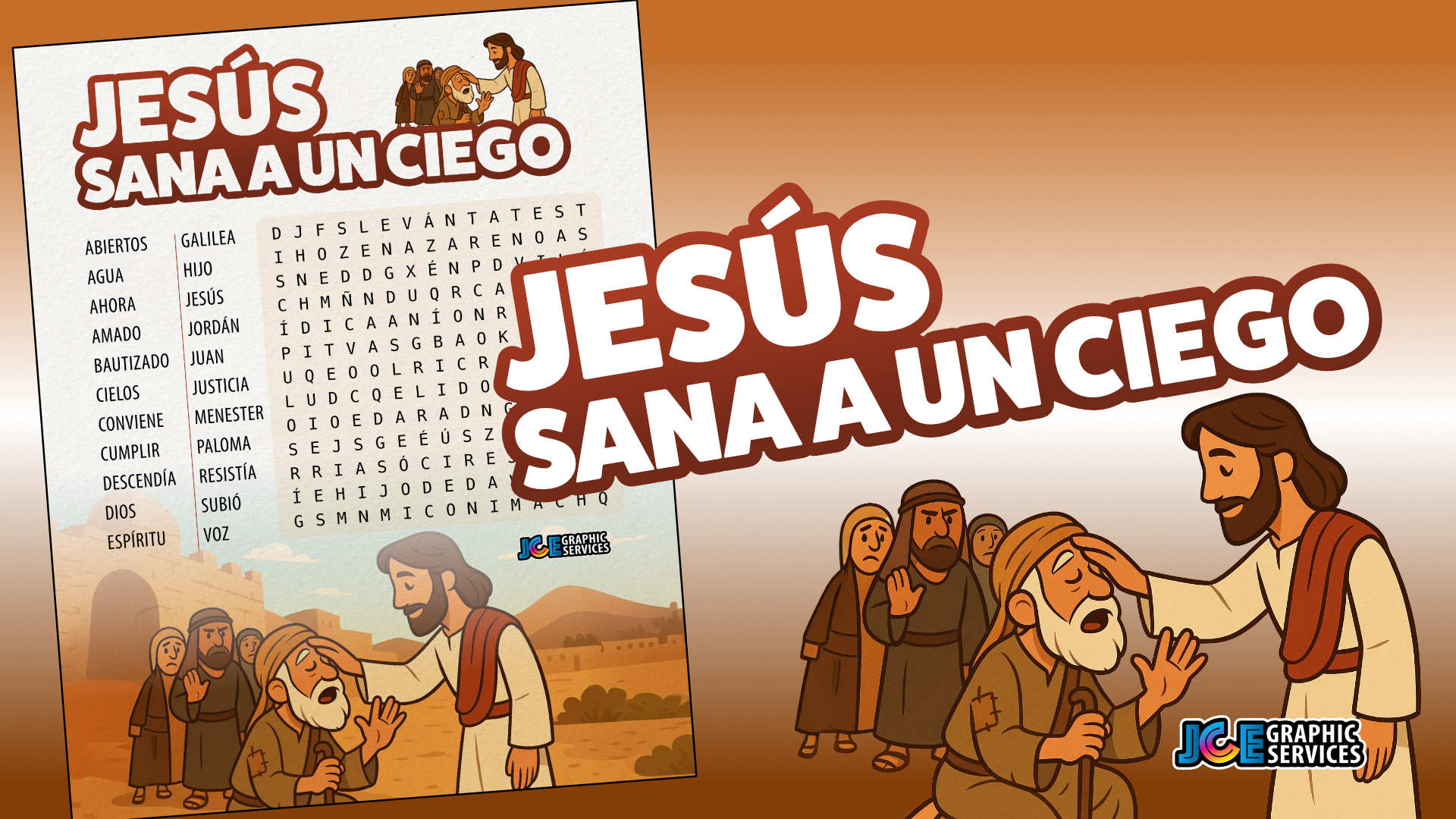 Sopa de Letras Bíblica: Jesús Sana a un Ciego [PDF]