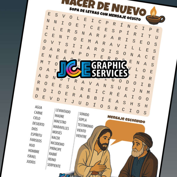Sopa de Letras: Nacer de Nuevo – Mensaje Oculto en Juan 3:1–14 [PDF]