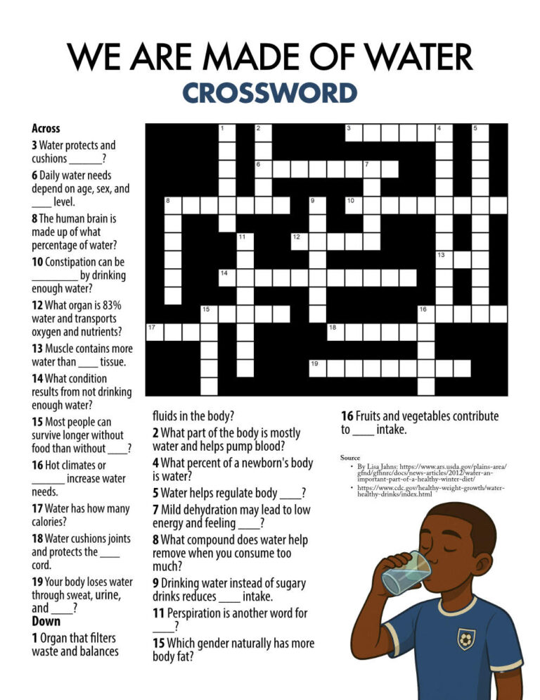 We are made of water crossword puzzle