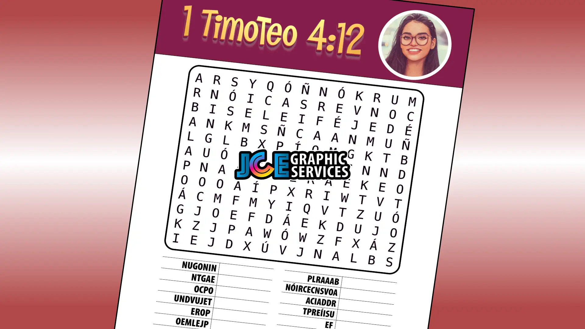 1 Timoteo 4:12 sopa de letras