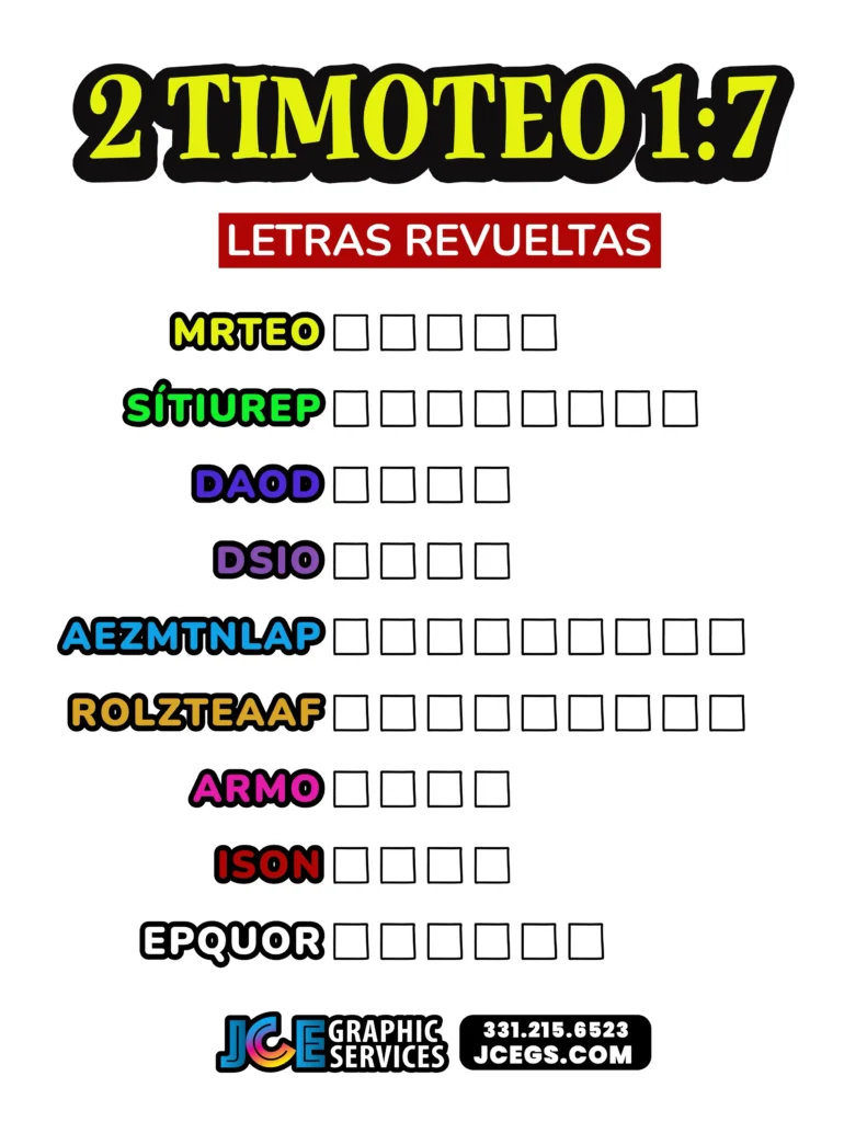 2 Timoteo 1:7 - Letras Revueltas