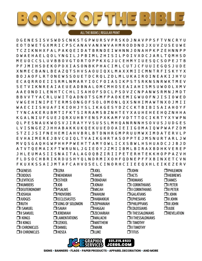 Books of the Bible Word Search Puzzle: All Books