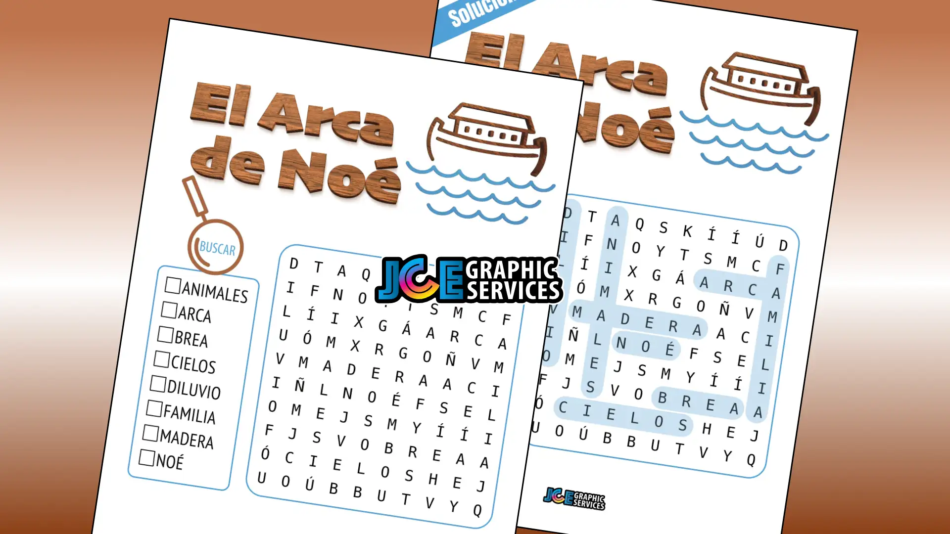 El arca de Noé sopa de letras para niños