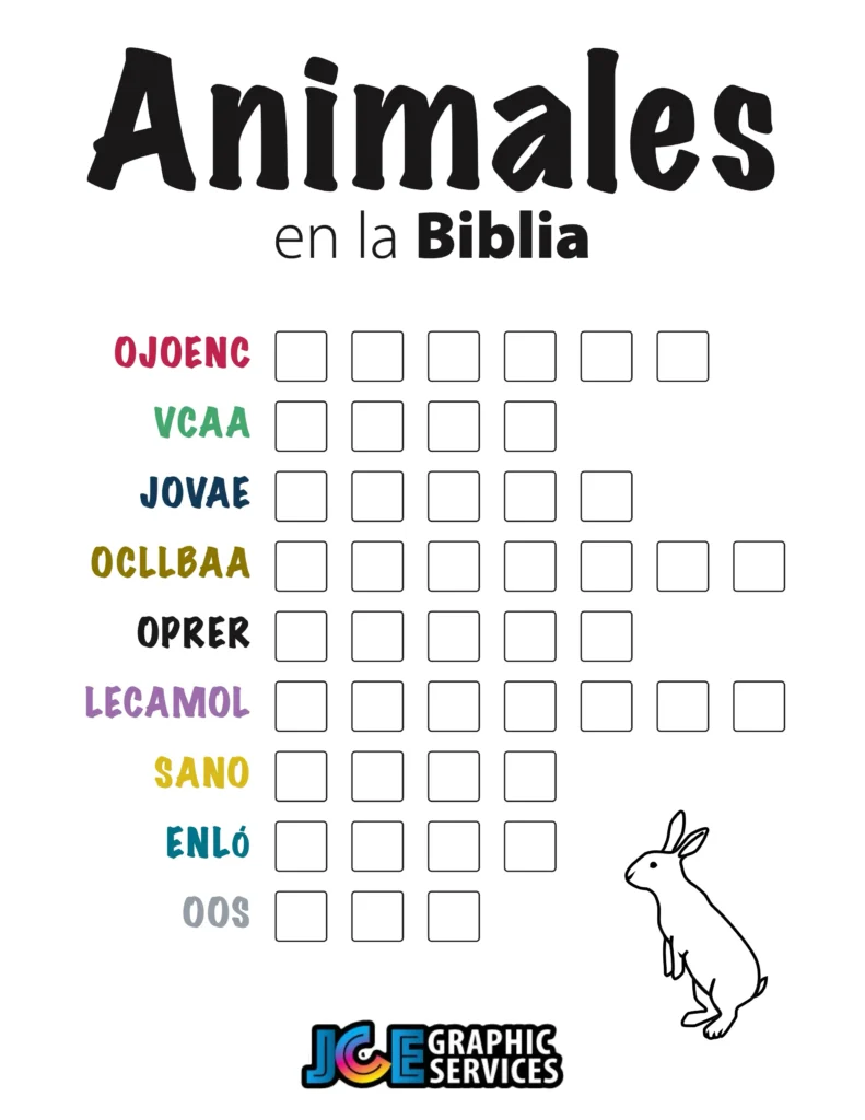 Juego Bíblico Para Niños: Letras Revueltas — Animales en la Biblia